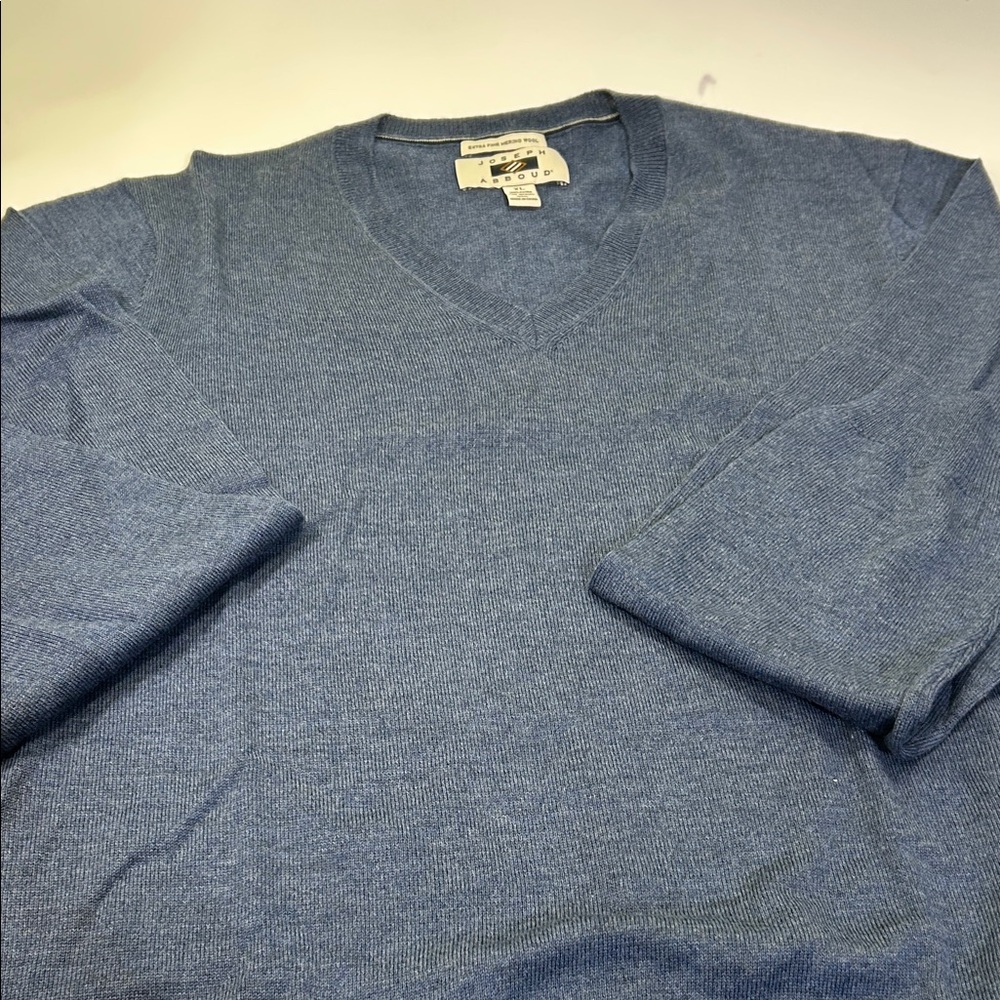 Joseph Abboud Heather Blue V-Neck Sweater - Picture 16 of 16